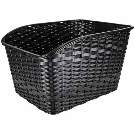 Fietsmand Achter - 18 L Boodschappenmand voor Bagagedrager - Draagkracht 8 kg - Rattan Look Kunststof PP - Met Reflector - Zwart - Seprio