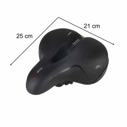 Fietszadel Extra Comfort - Schokdempend Foam met Dubbele Veren - Met Reflectorstrip en Ventilatie Opening - Universele 7 mm Rails - Voor Stadsfiets en Hybride Fiets - Zwart - Seprio