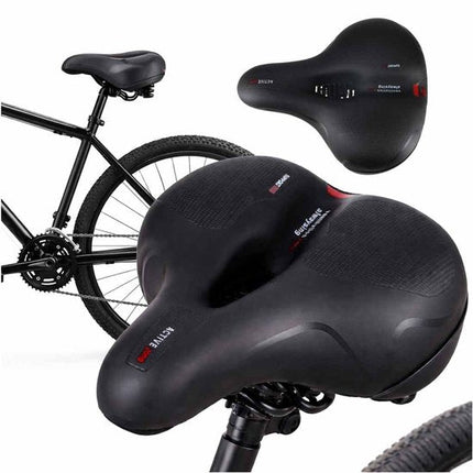 Fietszadel Extra Comfort - Schokdempend Foam met Dubbele Veren - Met Reflectorstrip en Ventilatie Opening - Universele 7 mm Rails - Voor Stadsfiets en Hybride Fiets - Zwart - Seprio