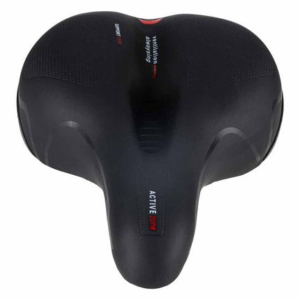 Fietszadel Extra Comfort - Schokdempend Foam met Dubbele Veren - Met Reflectorstrip en Ventilatie Opening - Universele 7 mm Rails - Voor Stadsfiets en Hybride Fiets - Zwart - Seprio