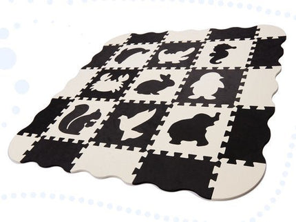 Foam Puzzelmat 25 - delig – Zwart/Wit – Speelkleed voor Baby’s en Kinderen – EVA Foam Speeltegels met Rand – Waterdicht & Antislip - Seprio