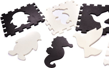 Foam Puzzelmat 25 - delig – Zwart/Wit – Speelkleed voor Baby’s en Kinderen – EVA Foam Speeltegels met Rand – Waterdicht & Antislip - Seprio