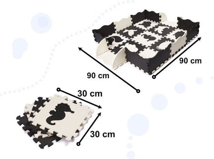 Foam Puzzelmat 25 - delig – Zwart/Wit – Speelkleed voor Baby’s en Kinderen – EVA Foam Speeltegels met Rand – Waterdicht & Antislip - Seprio