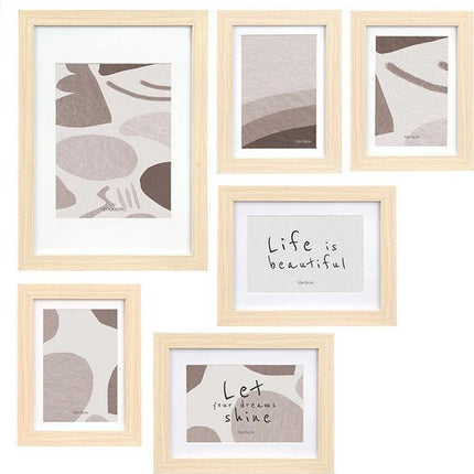 Gift Decor Collage fotolijst voor 7x foto - voor verschillende maten fotos - hout - Naturel look - Seprio
