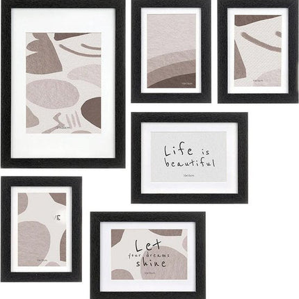 Gift Decor Collage fotolijst voor 7x foto - voor verschillende maten fotos - hout - zwart - Seprio