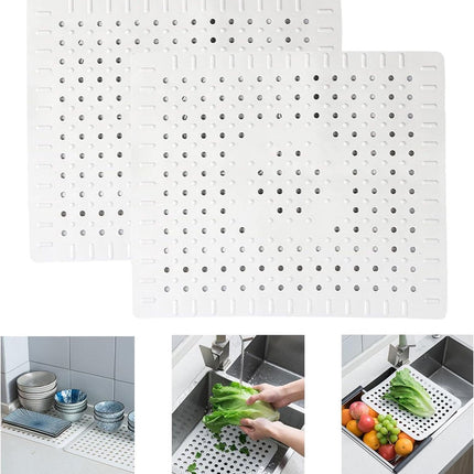 Gootsteenmat rechthoekig wit – 31×26 cm – 2 stuks - Seprio