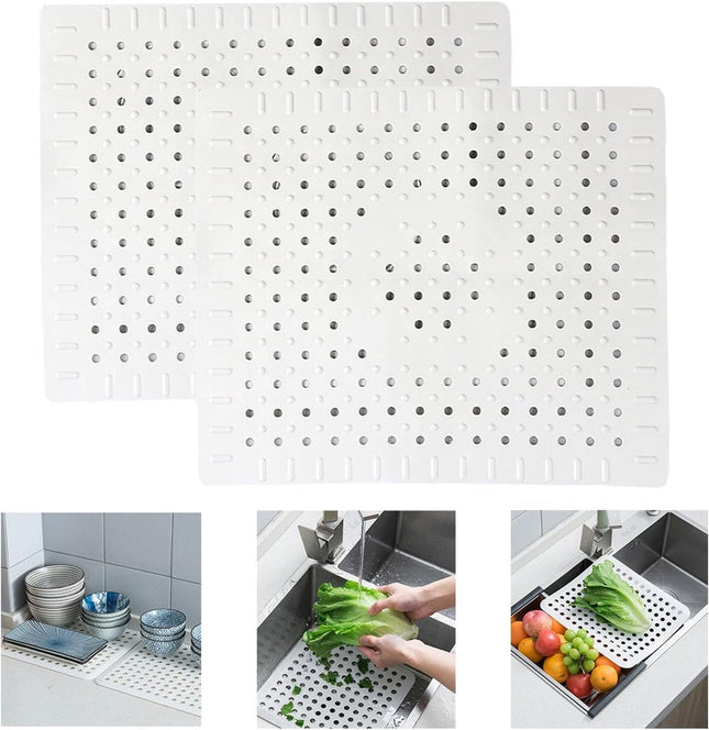 Gootsteenmat rechthoekig wit – 31×26 cm – 2 stuks - Seprio
