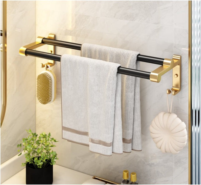 Handdoekrek Badkamer Goud/Zwart - Handdoekenrek - Handdoekhouder - Luxe Handdoekstang - Seprio