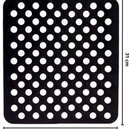 Hauskraft - Gootsteenmat - Rechthoekig - Spoelbakmat - Spoelbakmat - Spoelbak Beschermer - 31x28 cm - Zwart - Seprio