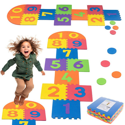 Hinkelbaan Foam - Hinkelpad Hinkelmat - Puzzel Leren Tellen - Sport & Spel - Beweegspelletje - Behendigheid - Puzzelstukken met Cijfers - Voor Buiten en Binnen - Seprio