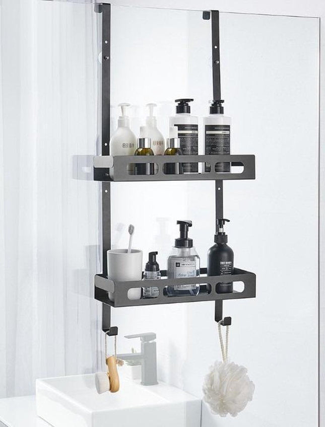 Homefeels - Doucherek 2 laags - Ophangen Douchewand - Zonder Boren - Zwart - RVS - Seprio