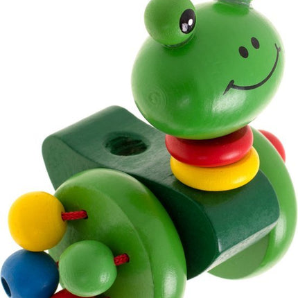 Houten Duwstok - Stokrammelaar - Stokroller - Duwflap - Stimuleer Balans en Mobiliteit - Kikker - Seprio