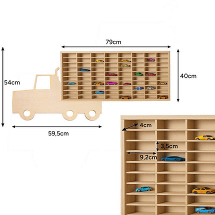 Houten Speelgoedauto Plank - Perfect voor het Organiseren van Speelgoedauto's - Vrachtwagen Vorm - Seprio