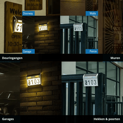 Huisnummer Verlichting - Solar - LED Huisnummerbord Zonne Energie - 0/9 - a/z - Huisnummerbord - Zilver - Seprio