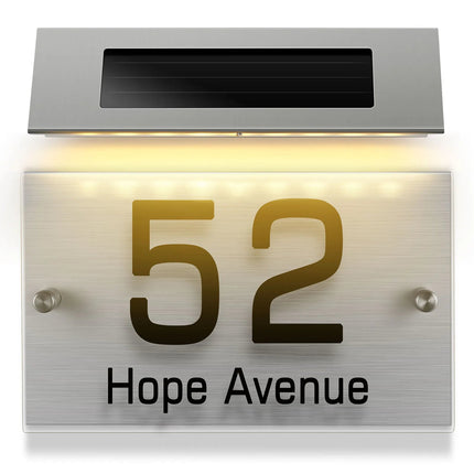 Huisnummer Verlichting - Solar - LED Huisnummerbord Zonne Energie - 0/9 - a/z - Huisnummerbord - Zilver - Transparant - Seprio