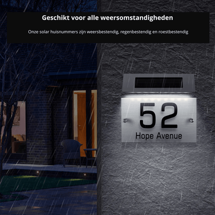 Huisnummer Verlichting - Solar - LED Huisnummerbord Zonne Energie - 0/9 - a/z - Huisnummerbord - Zilver - Transparant - Seprio