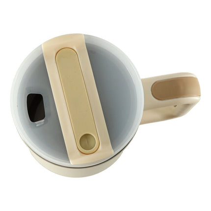 IKONKA - Crème - 40oz - Travel Cup - RVS Thermosbeker met Handvat en Rietje - Drinkbeker To Go - 1.2 Liter - Koffiebeker - Travel Mug - Thermosbeker - Thermosfles - Thermoskan - Seprio