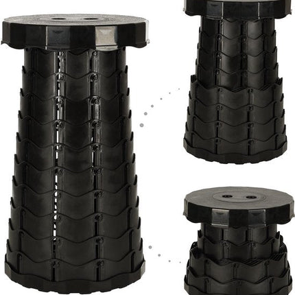 Ikonka Opvouwbare Campingkruk 200 kg – Verstelbare Viskruk – Lichtgewicht Krukje – Draagbare Klapstoel – Zwart - Seprio