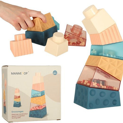 IKONKA Stapeltoren Baby - Montessori speelgoed voor 18 maanden - 6 blokken - Seprio
