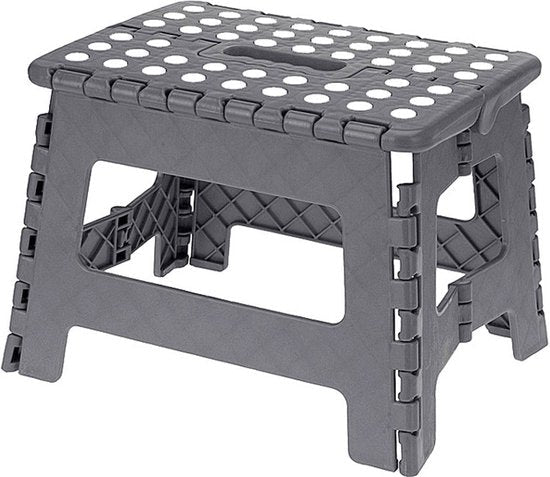 Inklapbare opstapkruk / keukentrapje grijs - 29 x 22 x 22 cm - Opstapkrukje grijs - Seprio