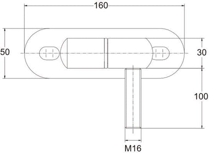 Inschroefbare Poortscharnier M16x100 - Verstelbaar Poort - en Deurscharnier - Ø30 mm Rol met Teflon Lager - Onderhoudsvrij en Geruisloos - Zwart Poedergecoat Staal - LUX Gate Hinge voor Poorten en Deuren - Seprio