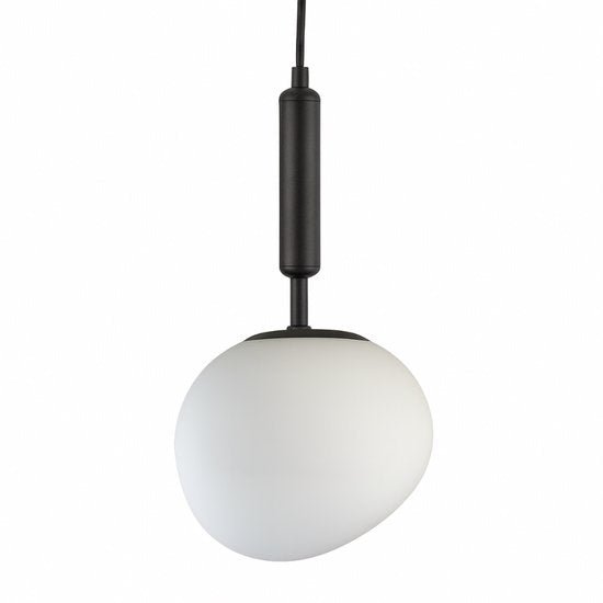 Kadirelli - Hanglamp – Plafonniere Plafondlamp – Glazen Hang Lamp – Zwart – Melkglas – Slaapkamer Lamp – Hanglamp Eetkamer - Seprio