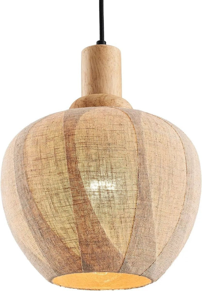 Kadirelli - Hanglamp – Plafonniere Plafondlamp – Japandi Hang Lamp – Beige – Slaapkamer Lamp – Hanglamp Eetkamer – Stof/Glas - Seprio