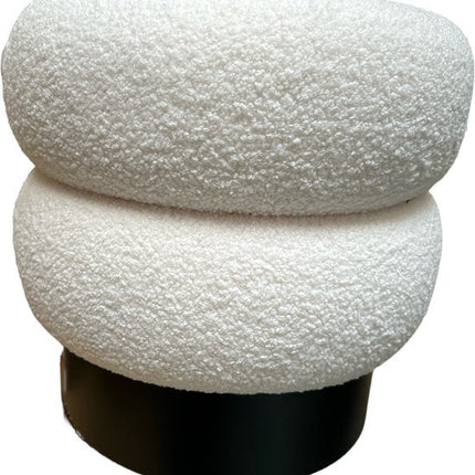 Kadirelli Teddy Poef - 41cm x 40cm - Wit / Zwart - Velvet - Fluweel - Hotel Chique - Seprio