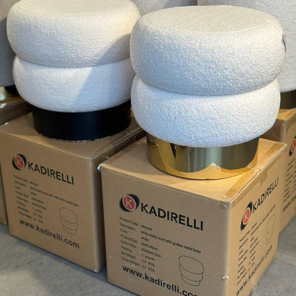 Kadirelli Teddy Poef - 41cm x 40cm - Wit / Zwart - Velvet - Fluweel - Hotel Chique - Seprio