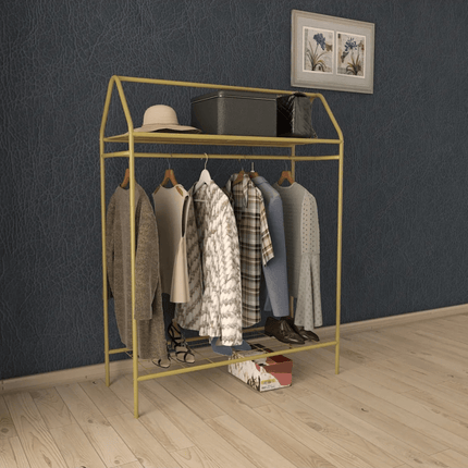 KAIA Design Kledingrek Home - Metaal - 143x104x40 CM - Goud - Seprio