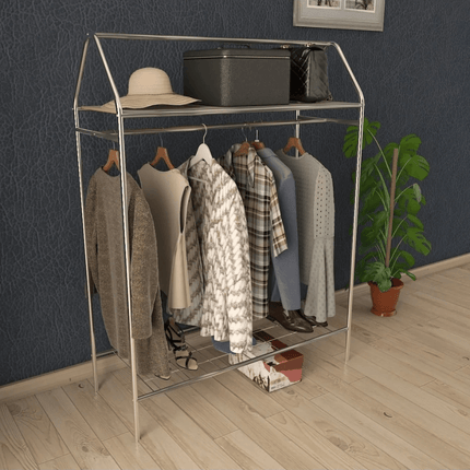 KAIA Design Kledingrek Home - Metaal - 143x40x104 CM - Zilver - Seprio