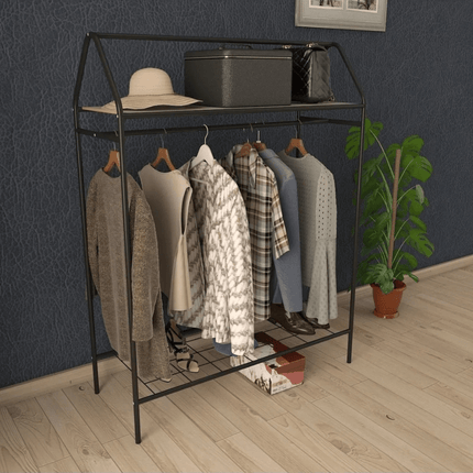 KAIA Design Kledingrek Home - Metaal - 143x40x104 CM - Zwart - Seprio