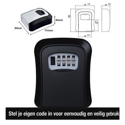 KAIA - Sleutelkuis - Sleutelkastje - Voor Buiten & Binnen - Sleutelkluis met Code - Zwart - Seprio