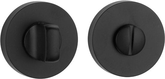 KAIA - WC - Garnituur - WC/Badkamerslot - Rozet - Rond - Zwart - Aluminium - 8x8 mm Stift - Seprio
