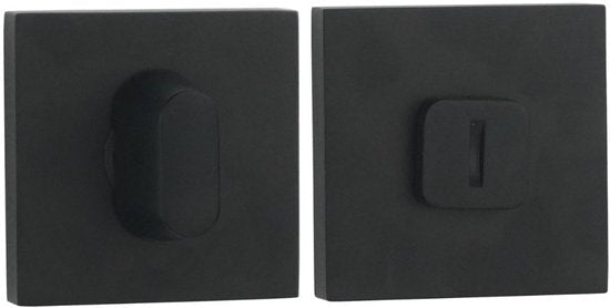 KAIA - WC - Garnituur - WC/Badkamerslot - Rozet - Vierkant - Zwart - Aluminium - 8x8 mm Stift - Seprio