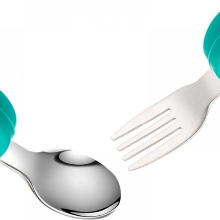 Kinderbestek - Groen - RVS Bestek - Siliconen Handvatten - BPA - Vrij - Geschikt voor Baby’s vanaf 6 Maanden - Seprio