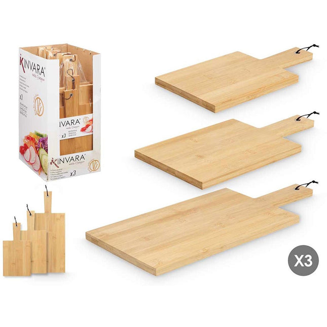 Kinvara Bamboe Snijplankenset met Handvat – 3 Delige Set | Duurzaam & Praktisch - Seprio