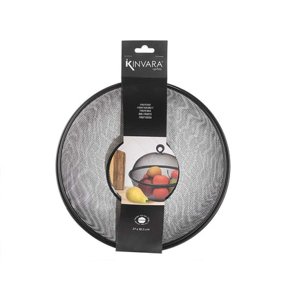 Kinvara Fruitschaal met Vliegenkap - Rond - Zwart/Wit - Metaal - Ø28 cm x 12 cm - Seprio