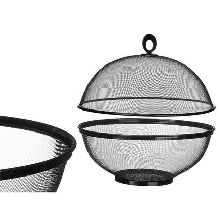 Kinvara Fruitschaal met Vliegenkap - Rond - Zwart/Wit - Metaal - Ø28 cm x 12 cm - Seprio