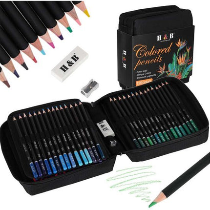 Kleurpotloden Set 120 Stuks - Professionele Tekenset in Luxe Ritscase - HB Potloden met Intense Pigmenten - Inclusief Gum en Puntenslijper - Voor Volwassenen en Kinderen - Schetsen Kleuren en Illustreren - Seprio