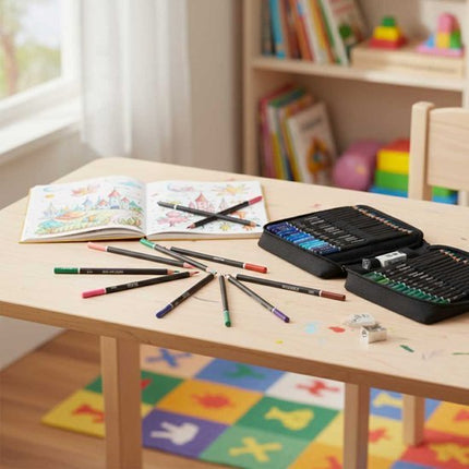 Kleurpotloden Set 120 Stuks - Professionele Tekenset in Luxe Ritscase - HB Potloden met Intense Pigmenten - Inclusief Gum en Puntenslijper - Voor Volwassenen en Kinderen - Schetsen Kleuren en Illustreren - Seprio