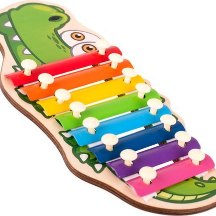 Kleurrijke houten dulcimer voor kinderen krokodil - Seprio