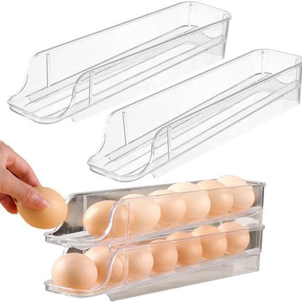 Koelkast Ei Opbergdoos - Koelkast eierdispenser - 4 verdiepingen voor 28 eieren - opslag - automatisch oprolbare doos - Ei Houder - Eierrek Organizer - Eierdoos koelkast - Transparant - Seprio