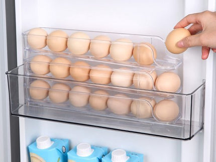 Koelkast Ei Opbergdoos - Koelkast eierdispenser - 4 verdiepingen voor 28 eieren - opslag - automatisch oprolbare doos - Ei Houder - Eierrek Organizer - Eierdoos koelkast - Transparant - Seprio