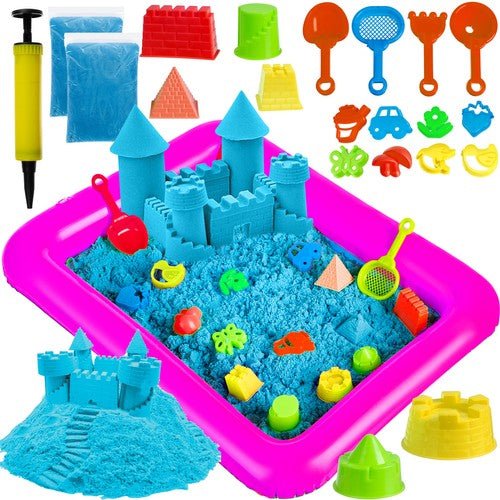 Kruzzel - Creatieve Zandset - Magisch Blauw Zand - Zandbak en Vormpjes - 2 KG - Magic Sand - Seprio