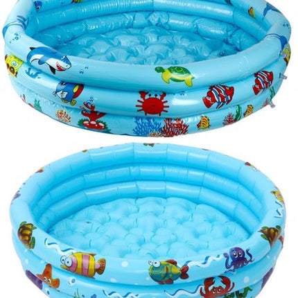 Kruzzel - Peuterbad met Opblaasbare Bodem - Zachte Bodem - Blauw - 80 cm - Opblaasbaar Zwembad met Diertjes - Seprio