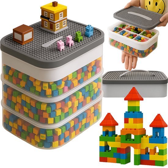 Kruzzel Stapelbox - Block box 3‑lagen – blokken eenvoudig opruimen - 22 liter - Seprio