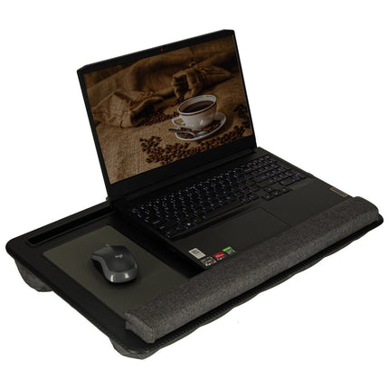 Laptopkussen Met Muismat en Telefoonhouder - Zwart - Laptoptafel voor in Bed - Schootkussen - Polssteun - Zwart - 11 inch t/m 17 inch - Seprio