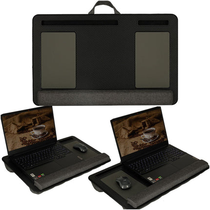 Laptopkussen Met Muismat en Telefoonhouder - Zwart - Laptoptafel voor in Bed - Schootkussen - Polssteun - Zwart - 11 inch t/m 17 inch - Seprio