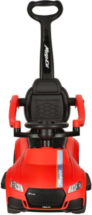 Loopauto 3 - in - 1 met Duwstang - Kinderauto met Geluid en Verlichting - Rood - Met Rugleuning en Veiligheidsbeugel - Baby Walker en Ride On Auto - Voor Peuters 3 - 6 Jaar - Seprio